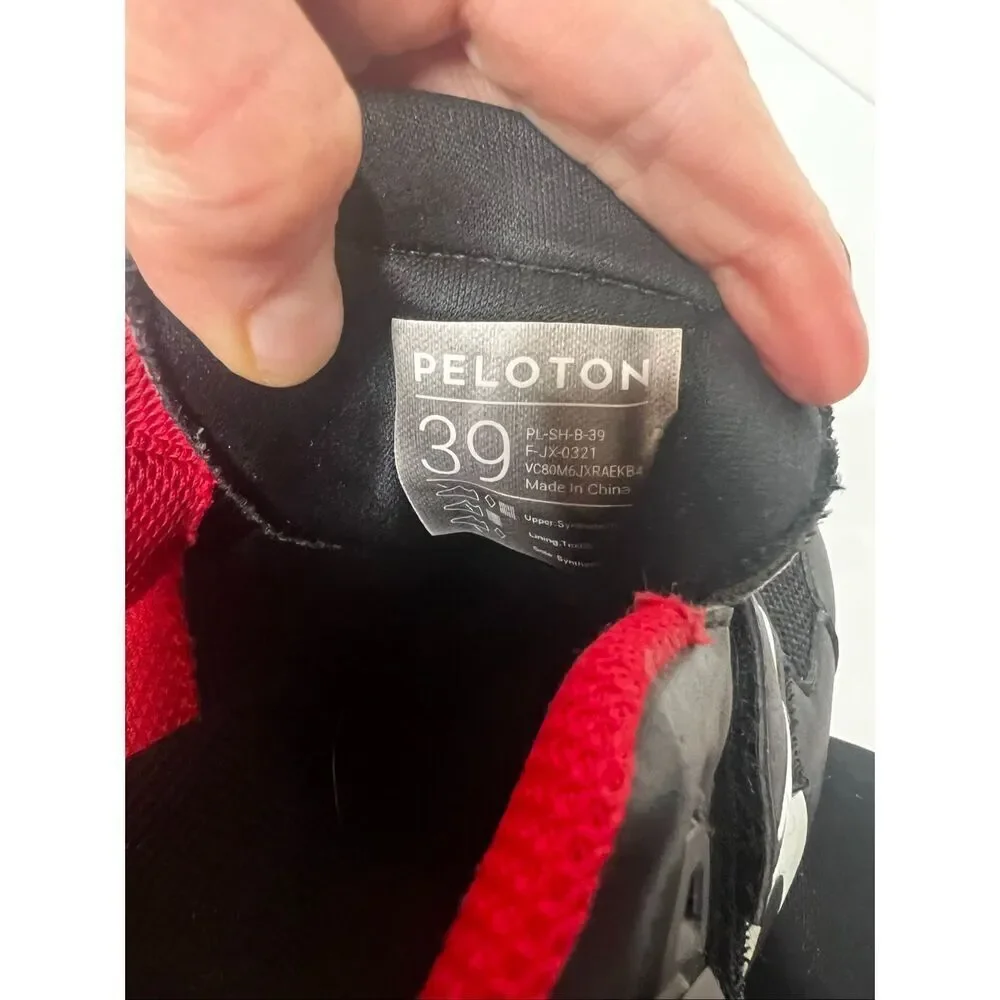 Peloton Black Red Biking Cycling Spin Sneakers Sz 39